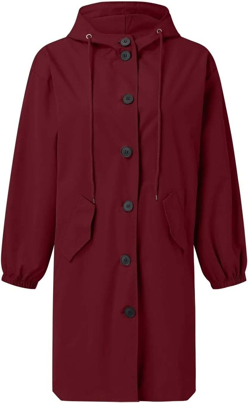 Women's Notch Lapel Double Breasted Wool Blend Mid Long Pea Trench Coat