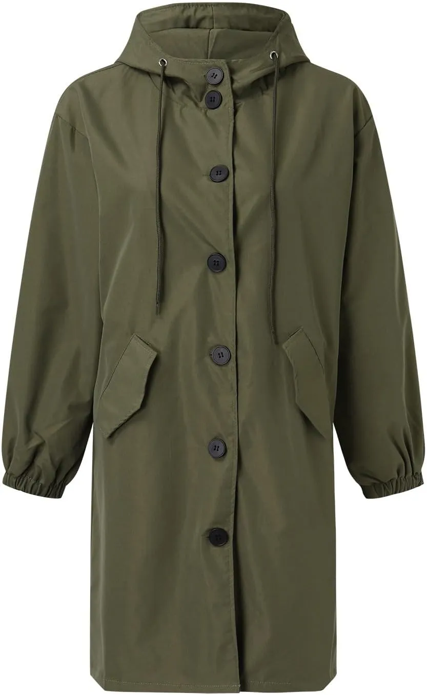 Women's Notch Lapel Double Breasted Wool Blend Mid Long Pea Trench Coat