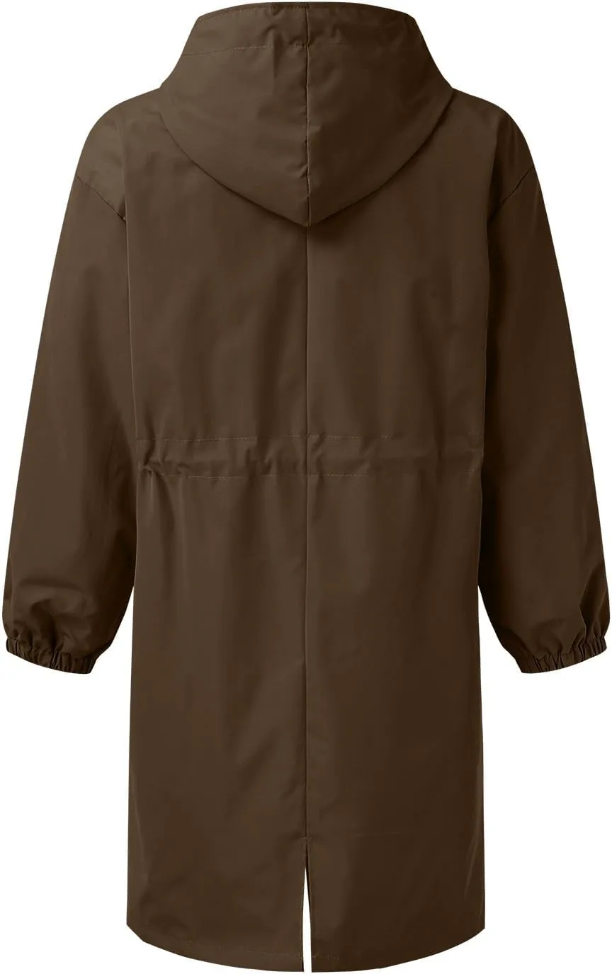 Women's Notch Lapel Double Breasted Wool Blend Mid Long Pea Trench Coat