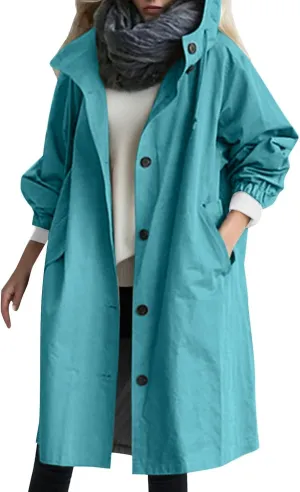 Women's Notch Lapel Double Breasted Wool Blend Mid Long Pea Trench Coat