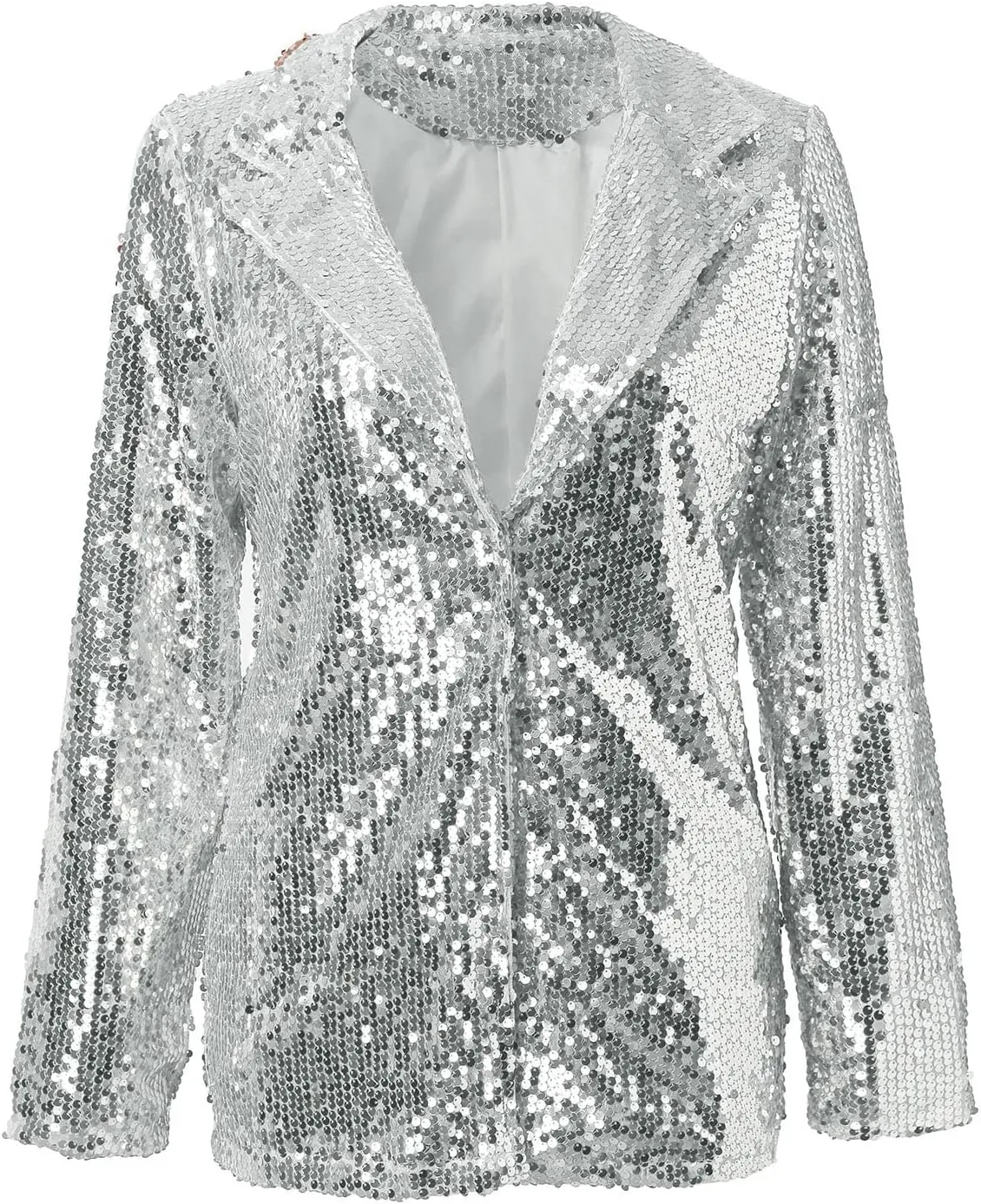 Womens Sequin Casual Blazers Lapel Long Sleeve Jacket Coat Business Open Front Cardigan Blazer 2024 Fall Party Suits