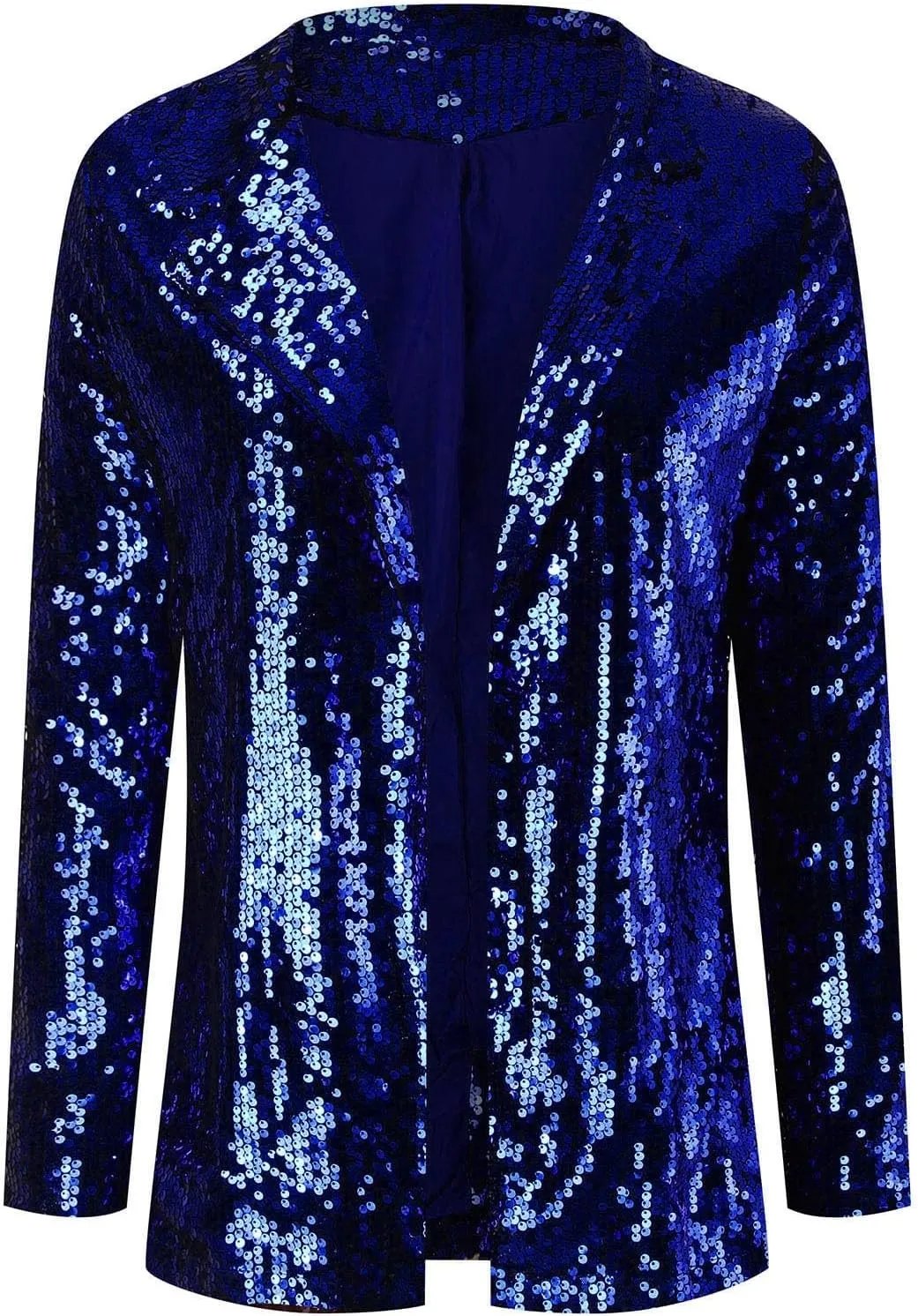 Women's Sequin Jacket Shiny Open Front Glitter Blazer Evening Party Sparkly Long Sleeve Slim Cardigan Coat