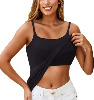 Womens Shelf Bra Tank Tops 2025 Basic Workout Camis Padded Yoga Shirt Cotton Undershirt