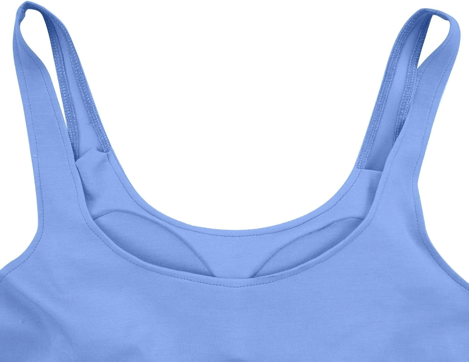 Womens Shelf Bra Tank Tops Racerback Workout Summer Round Neck Camis Yoga Shirt Soft Crop Gym Outfits Undershirt