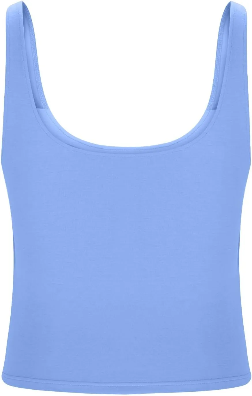 Womens Shelf Bra Tank Tops Racerback Workout Summer Round Neck Camis Yoga Shirt Soft Crop Gym Outfits Undershirt