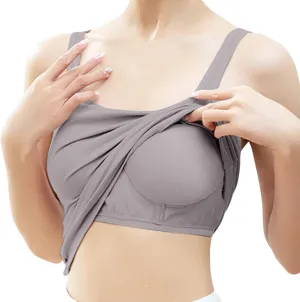 Womens Shelf Bra Tank Tops Summer Round Neck Solid Camis Racerback Workout Yoga Gym Outfits Layering Undershirt
