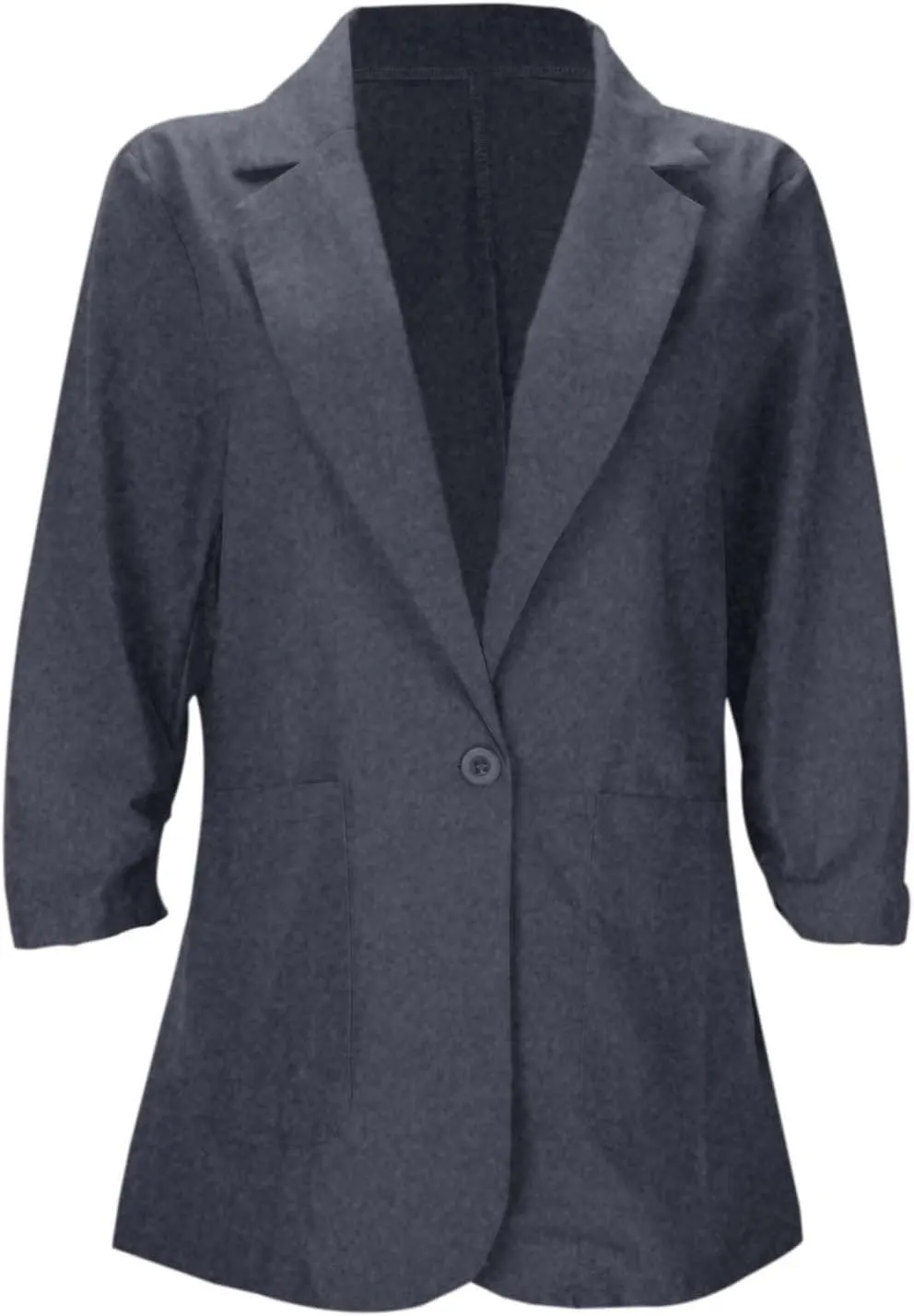Women's Summer Blazer Button 3/4 Sleeve Pocket Lapel Work Jacket Comfortable Comfort Fit Fashion Lightweight