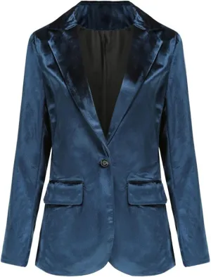 Women's Summer Blazer Button Long Sleeve Pocket Lapel Casual Business Comfortable Comfort Fashion Satin Suit Jackets