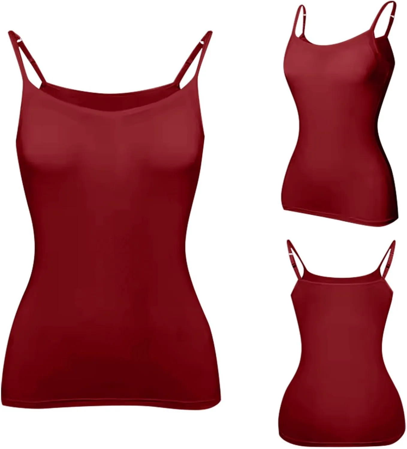 Womens Tank Tops with Built in Bra Going Out Tanks Summer Casual Oversized Soft Solid Layer Camis 2 Pack