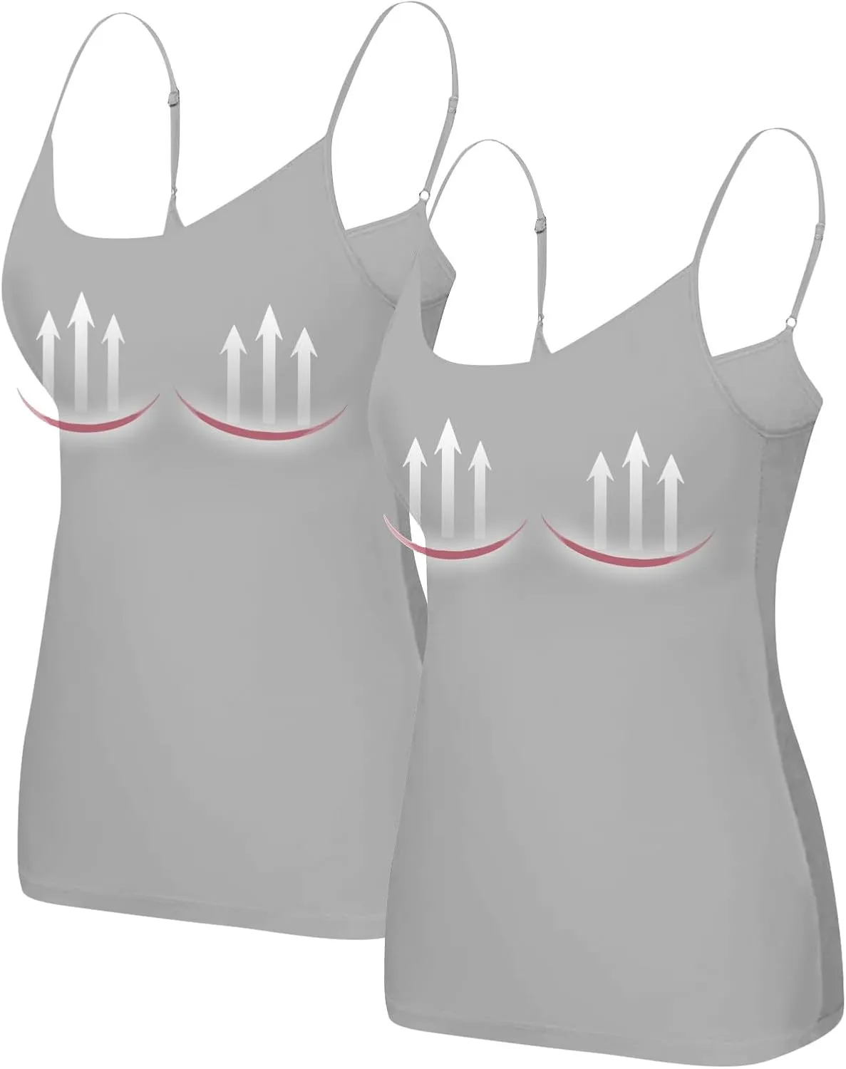 Womens Tank Tops with Built in Bra Going Out Tanks Summer Casual Oversized Soft Solid Layer Camis 2 Pack