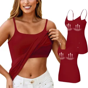 Womens Tank Tops with Built in Bra Going Out Tanks Summer Casual Oversized Soft Solid Layer Camis 2 Pack