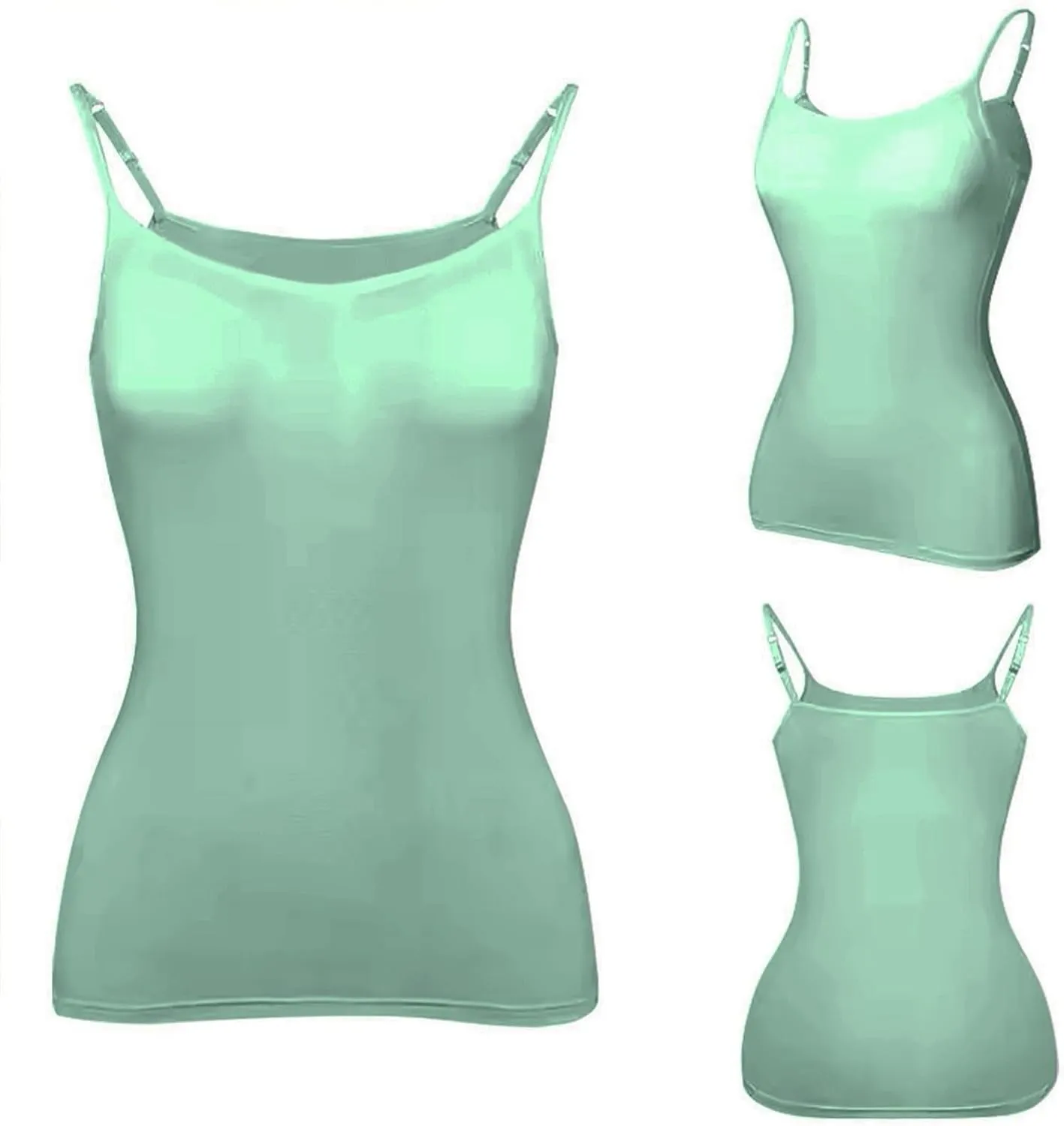Womens Tank Tops with Built in Bra Going Out Tanks Summer Casual Oversized Soft Solid Layer Camis 2 Pack