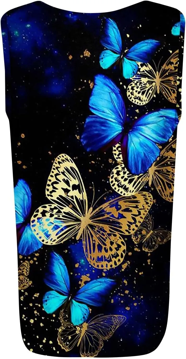 Womens Tops 2025 Square Neck Sleeveless Casual Tunic Tees Trendy Floral Print Loose Soft Comfy Summer Shirts