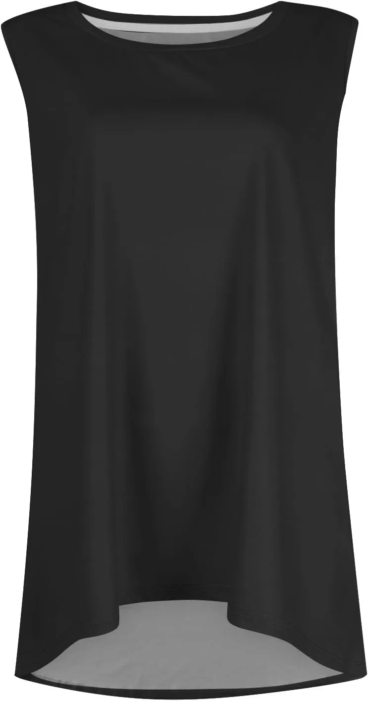 Womens Tunic Tops to Wear with Leggings Summer Casual Loose T Shirt Round Neck Sleeveless Tank Tops