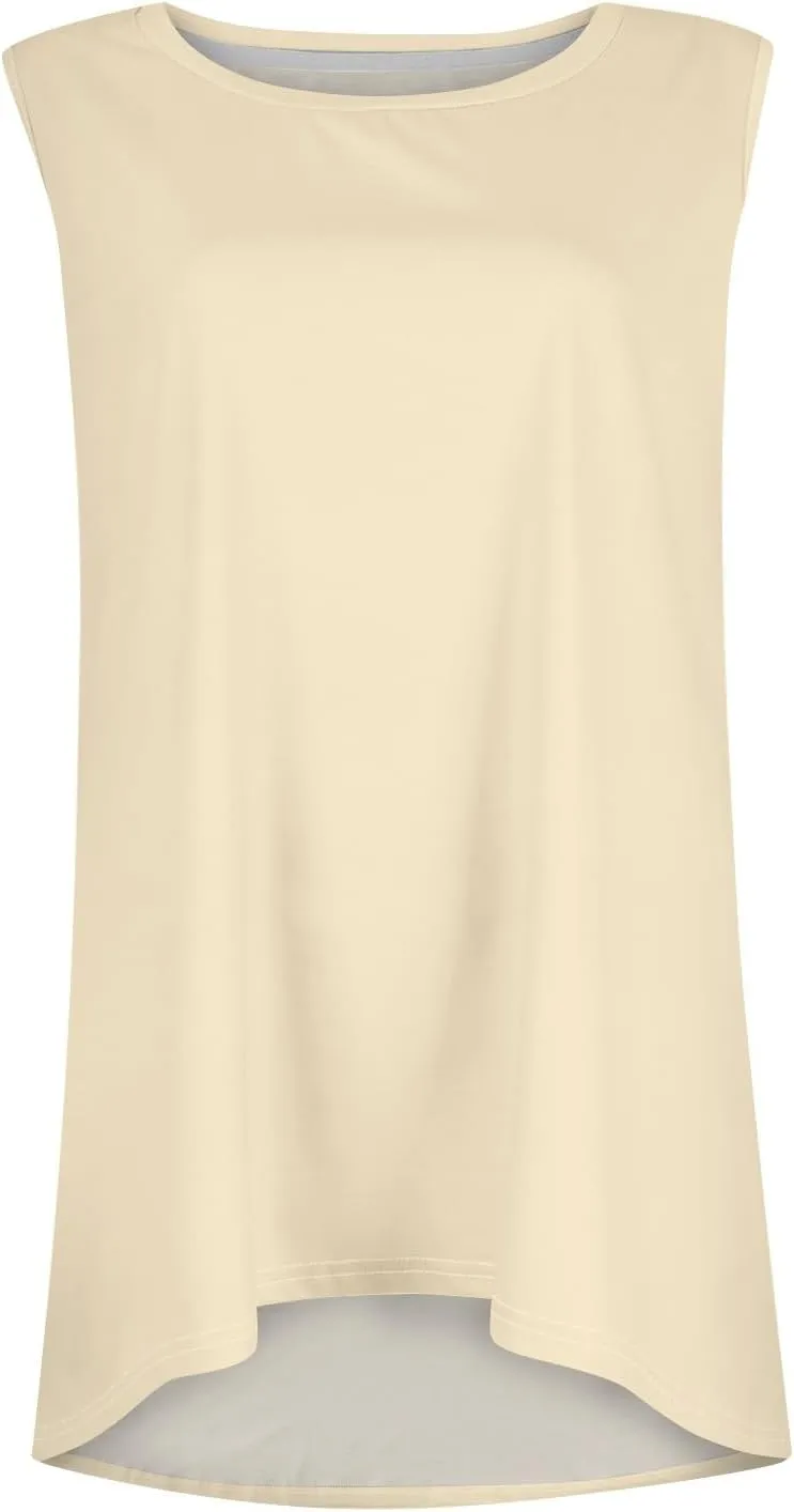 Womens Tunic Tops to Wear with Leggings Summer Casual Loose T Shirt Round Neck Sleeveless Tank Tops