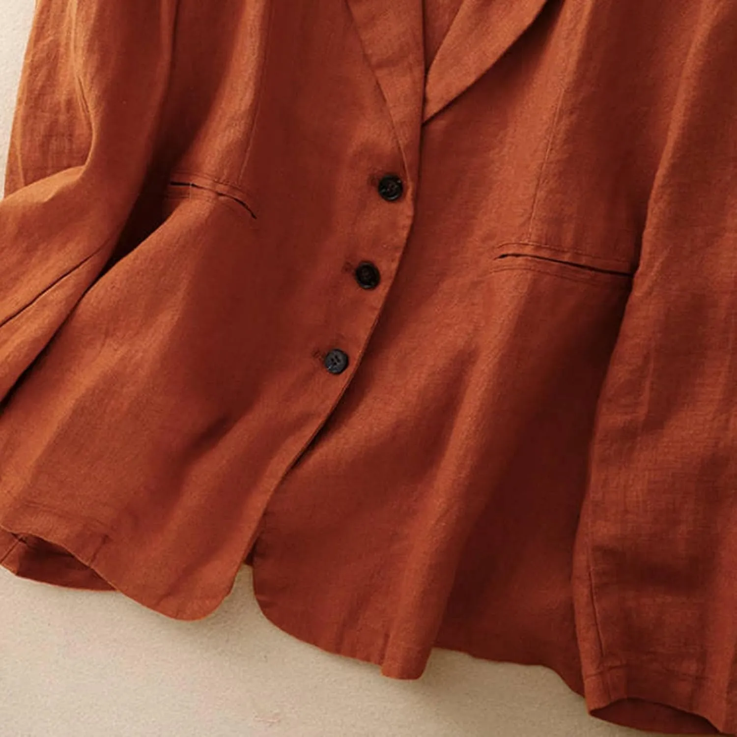 Womens Vintage Oversized Blazers Loose Cotton Linen Button Suit Jackets Breathy Lightweight Comfy Blazer Lapel Coats