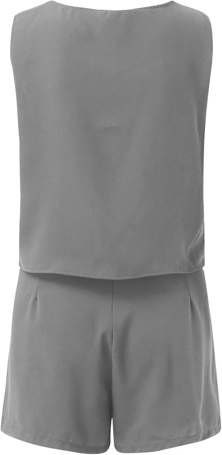 WYTong Two Piece Outfits for Women Summer Cotton Linen Sets with Sleeveless Tops and Elastic Waisted Shorts Loungewear