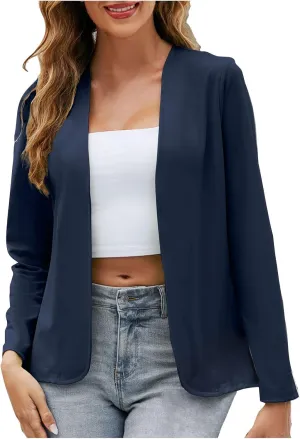 Xiaojmake Women's Open Front Cardigan Blazer Lightweight Dressy Casual Long Sleeve Business Jacket Trendy Fall Spring Coats