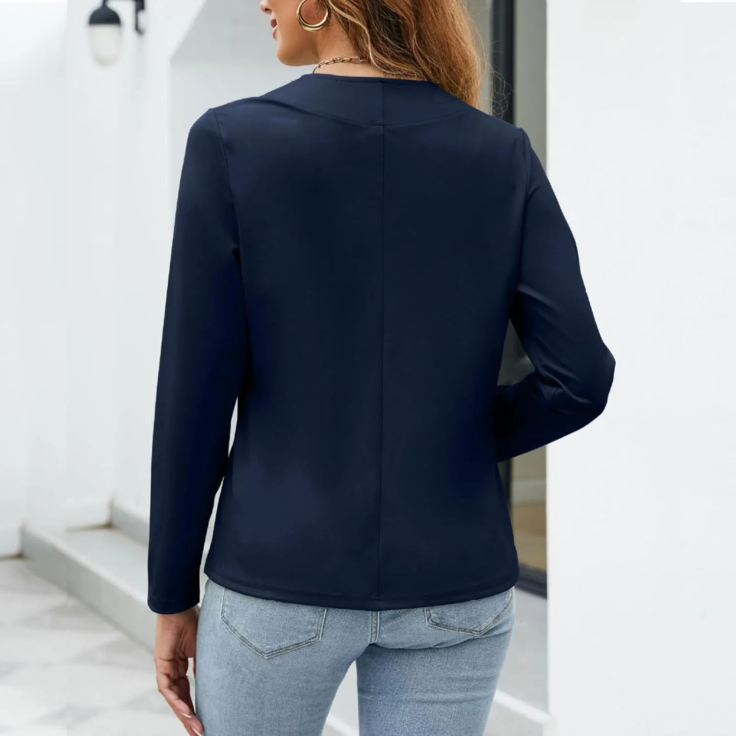 Xiaojmake Women's Open Front Cardigan Blazer Lightweight Dressy Casual Long Sleeve Business Jacket Trendy Fall Spring Coats