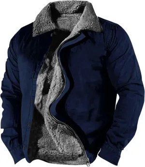 Ymosrh Men's Fleece Jackets Jackets Zip Up Winter Warm Outwear Trucker Jackets and Coats Windproof Jacket, S-5XL