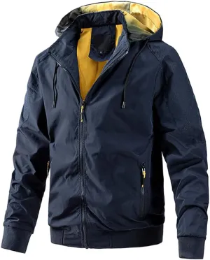Youllyuu Men's Outdoor Hiking Hooded Jackets Windbreaker Coats Casual Tactics Military Jackets