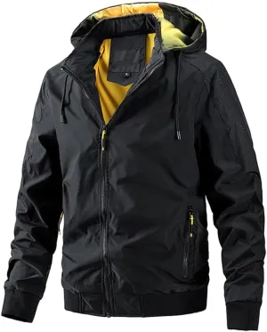 Youllyuu Men's Outdoor Hiking Hooded Jackets Windbreaker Coats Casual Tactics Military Jackets