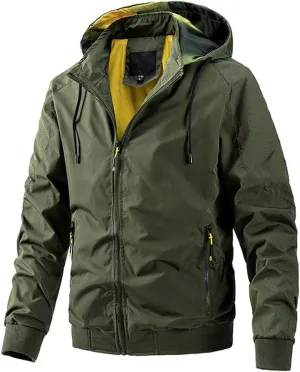 Youllyuu Men's Outdoor Hiking Hooded Jackets Windbreaker Coats Casual Tactics Military Jackets