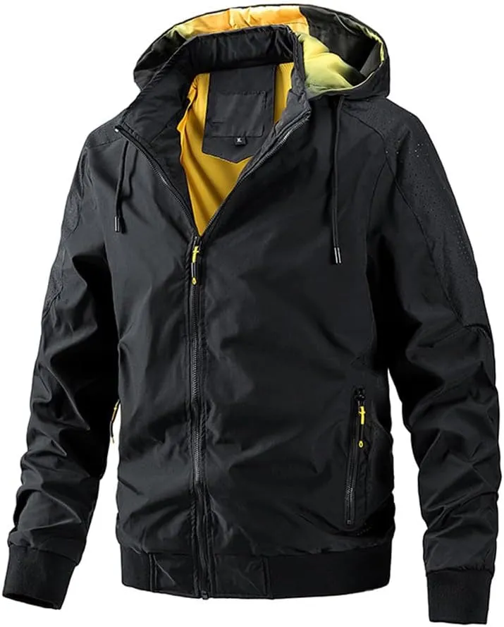 Youllyuu Men's Outdoor Hiking Hooded Jackets Windbreaker Coats Casual Tactics Military Jackets