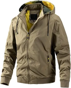 Youllyuu Men's Outdoor Hiking Hooded Jackets Windbreaker Coats Casual Tactics Military Jackets