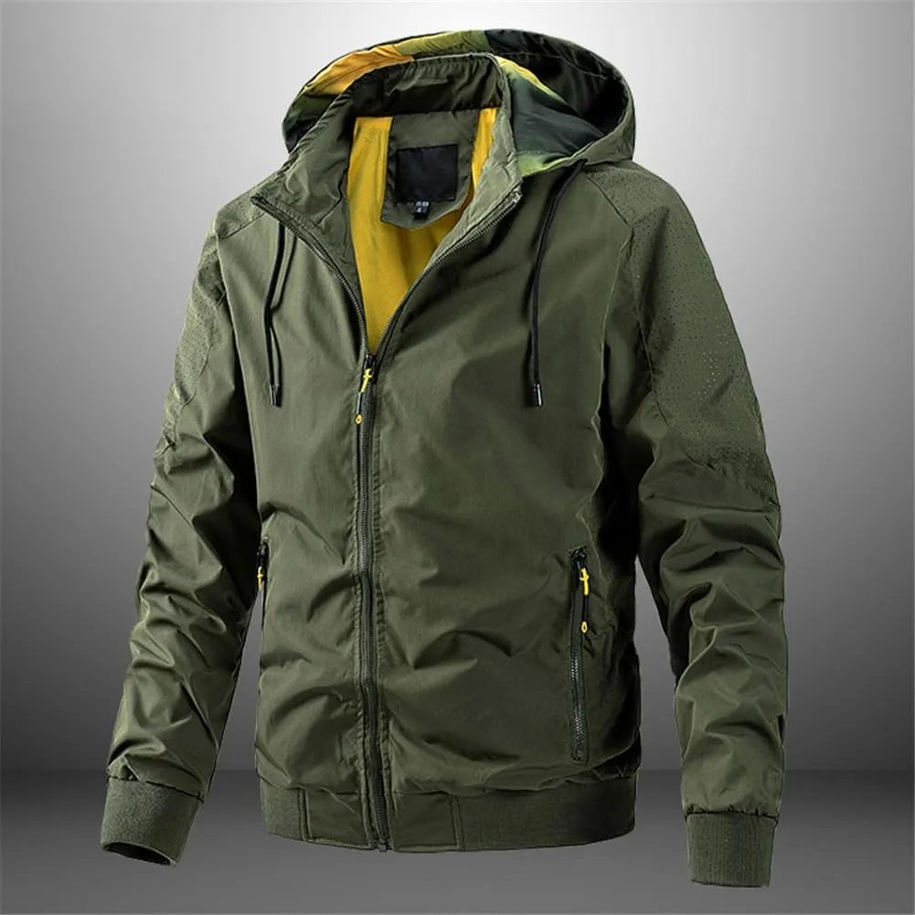 Youllyuu Men's Outdoor Hiking Hooded Jackets Windbreaker Coats Casual Tactics Military Jackets