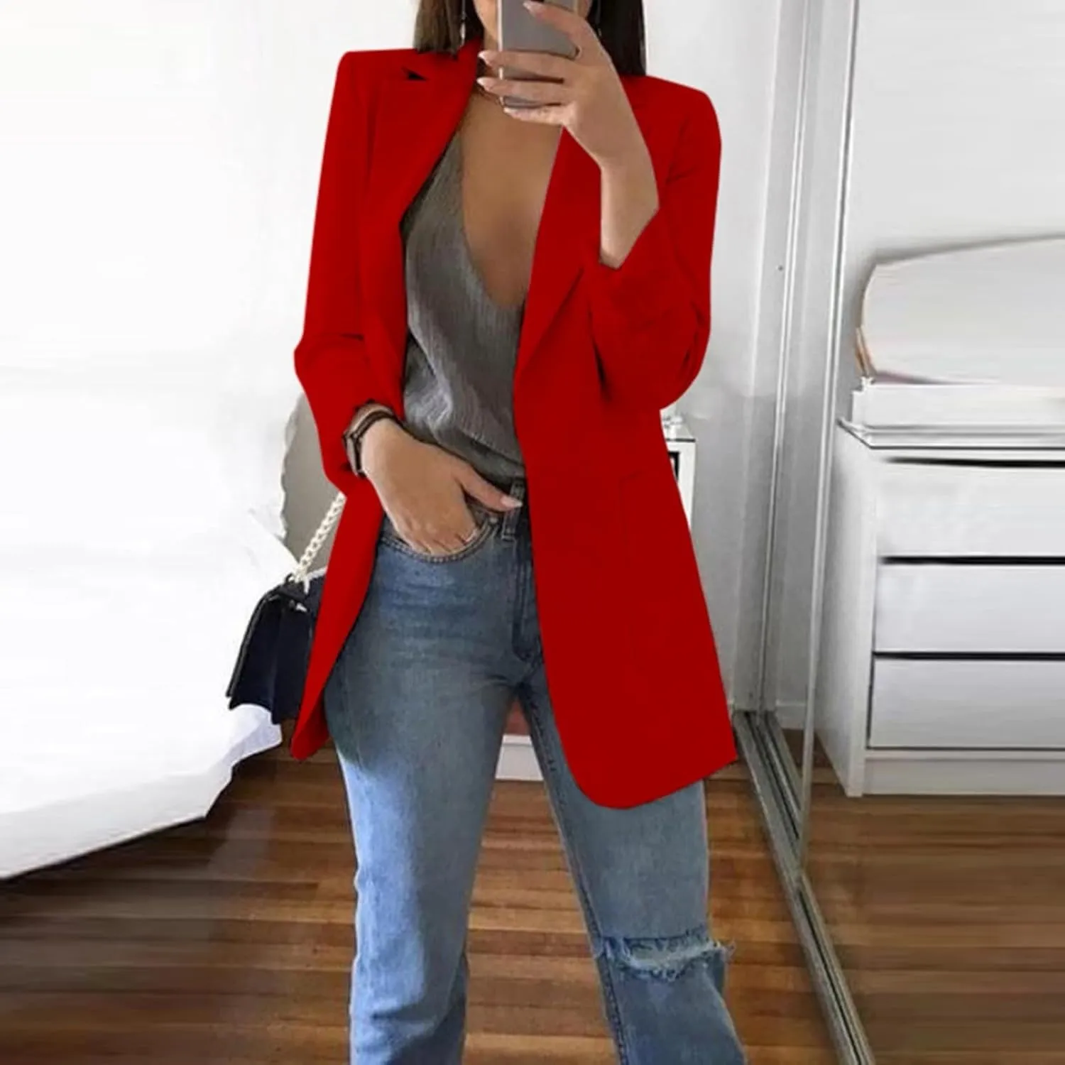 ZEFOTIM Women Blazer Fitted Fashion Plus Size Floral/Striped Coat Trendy Business 2024 Blazer